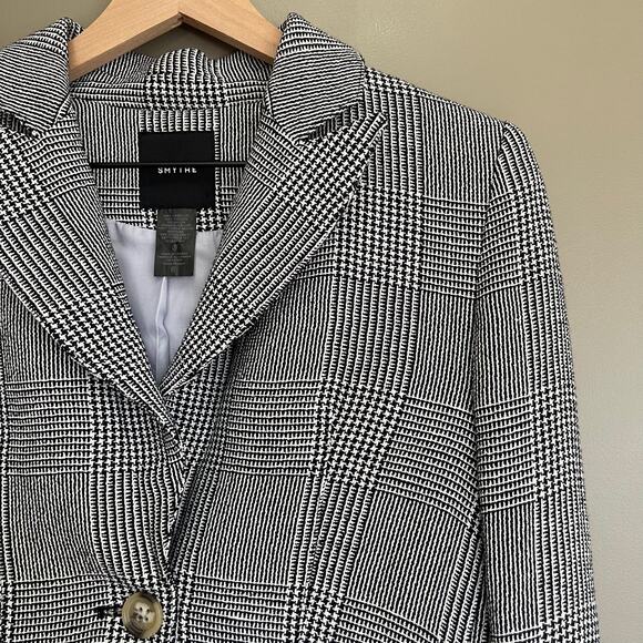 Smythe Portrait Neck Blazer in Prince of Wales Black White Plaid Size 6 Academia - Picture 12 of 16